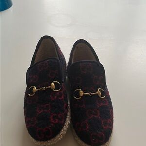 Gucci 39 horsebit espadrille loafer shearling